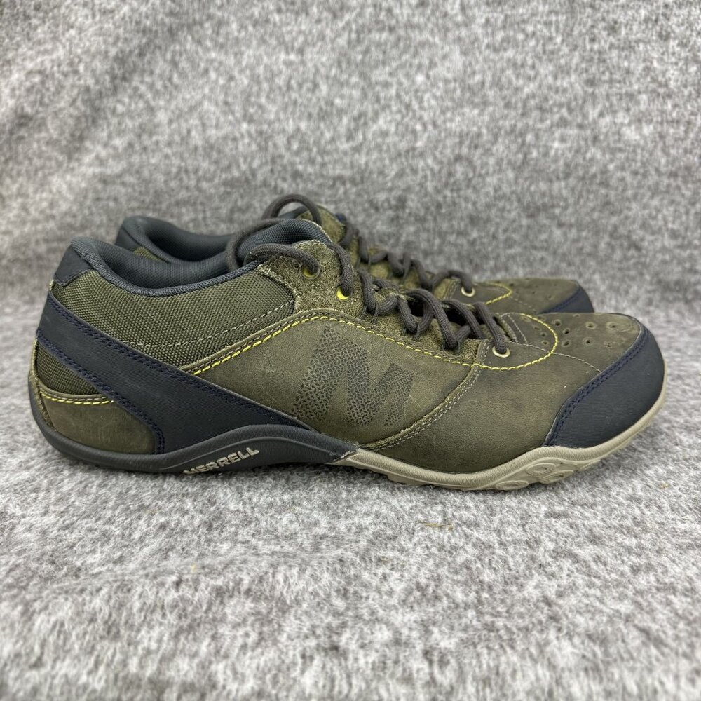 ✅ Mens 10 Merrell Wraith Fire Olive Leather Low Top Lace Up Trail Hiking Shoes - Picture 7 of 13